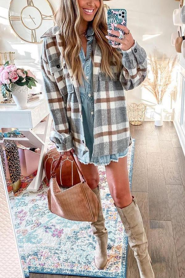 Plaid Pocketed Jacket