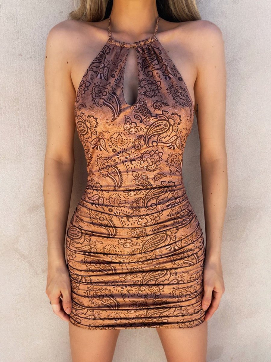 Halterneck Cutout Slim-fit Mini Dress