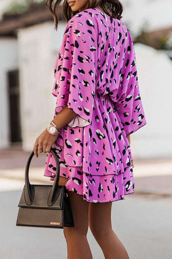Printed Doll Sleeves Mini Dress