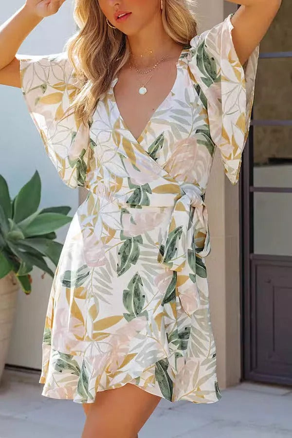 Sahana Floral Ruffle Wrap Dress