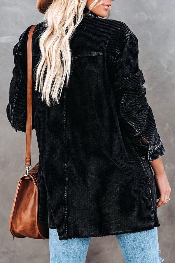 Cotton Pocketed Corduroy Shacket Coats