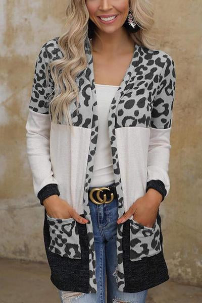Colorblock Leopard Cardigan
