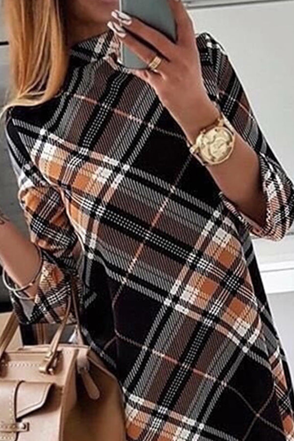 Plaid Print Pullover Dress