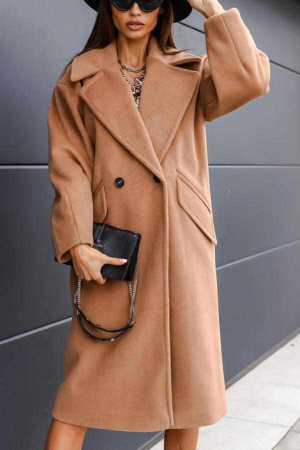 Solid Color Lapel Coat