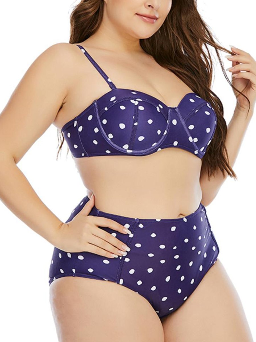 Bohemian Dot Print Blue Two-piece Swimsuit