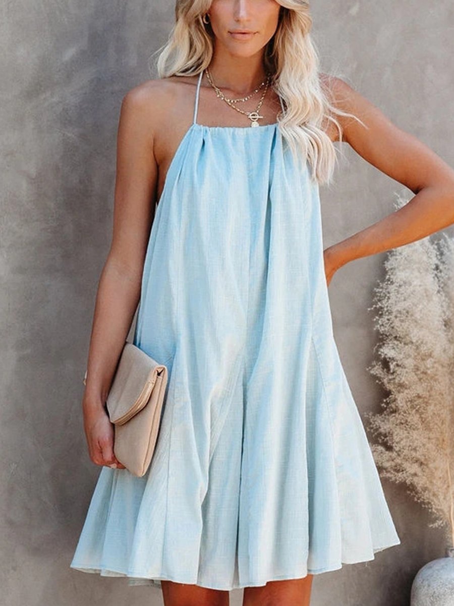Backless Hollow Lace-up A-line Dress