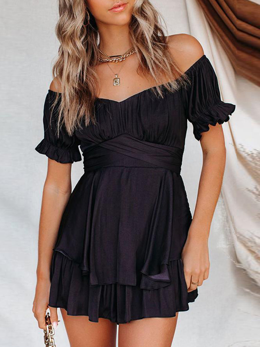 Lace-up Strapless Waist Dress