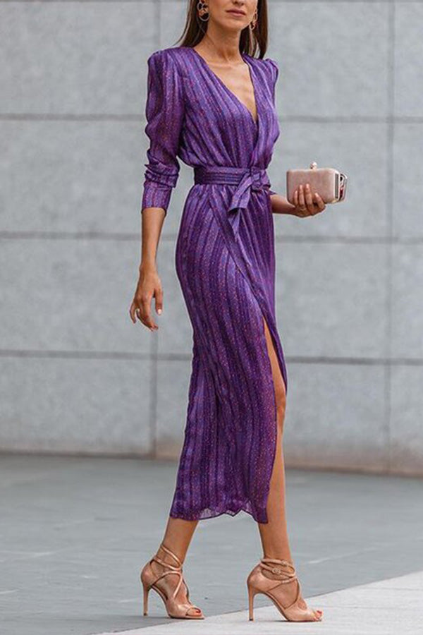 Fashion Striped Slit Dress