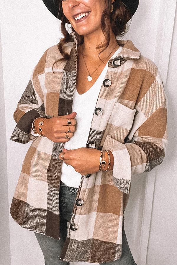 Plaid Woolen Shirt Jacket