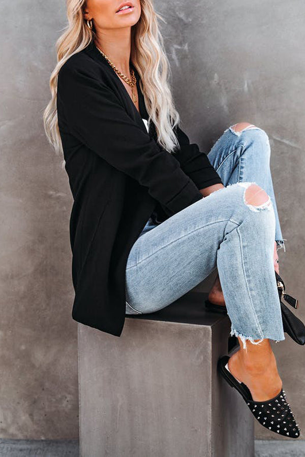 Solid Pocket Suit Coat