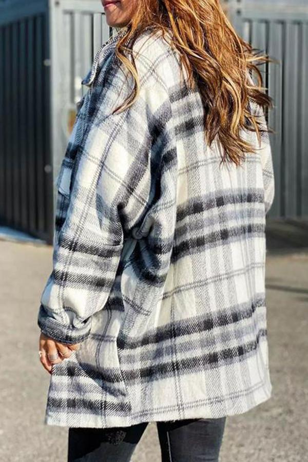Loose Woolen Plaid Jacket