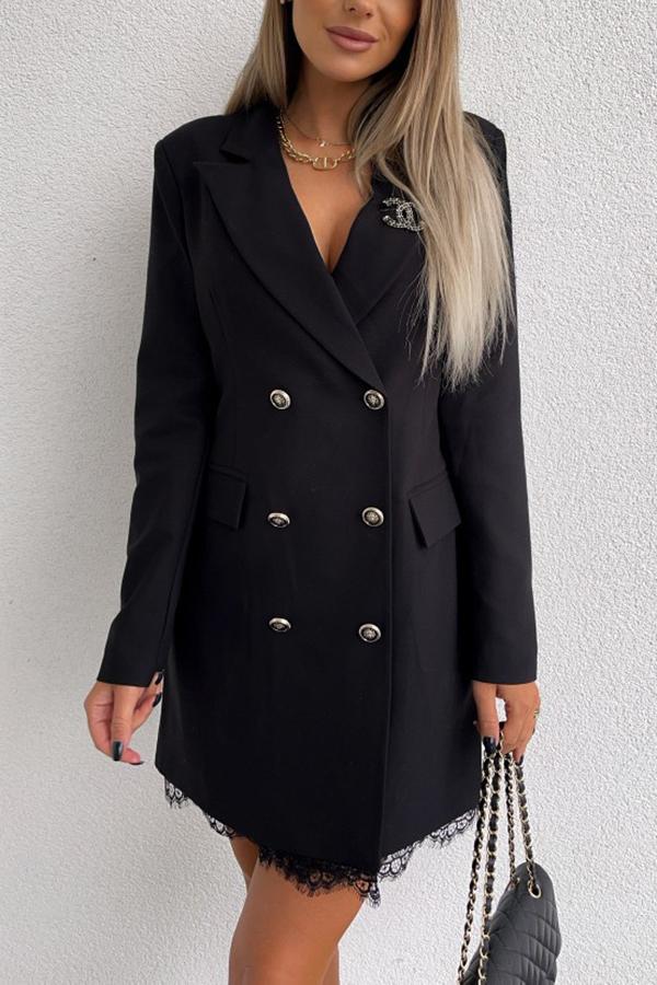 Lace Stitching Hem Blazer Dress