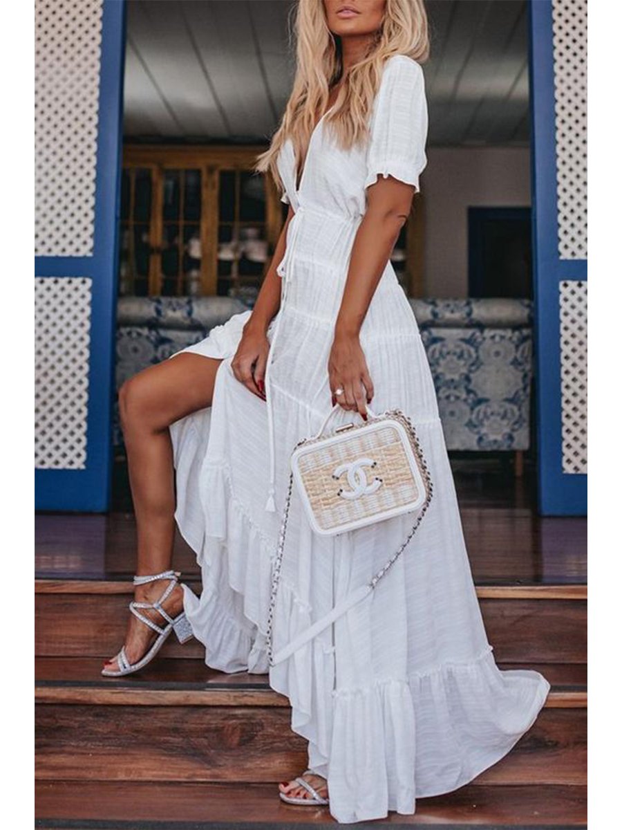 Bohemian Pure Color Holiday Dress