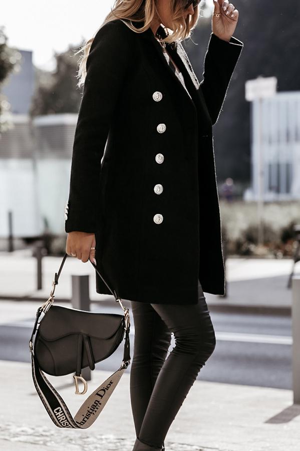 Solid Color Button Down Coat
