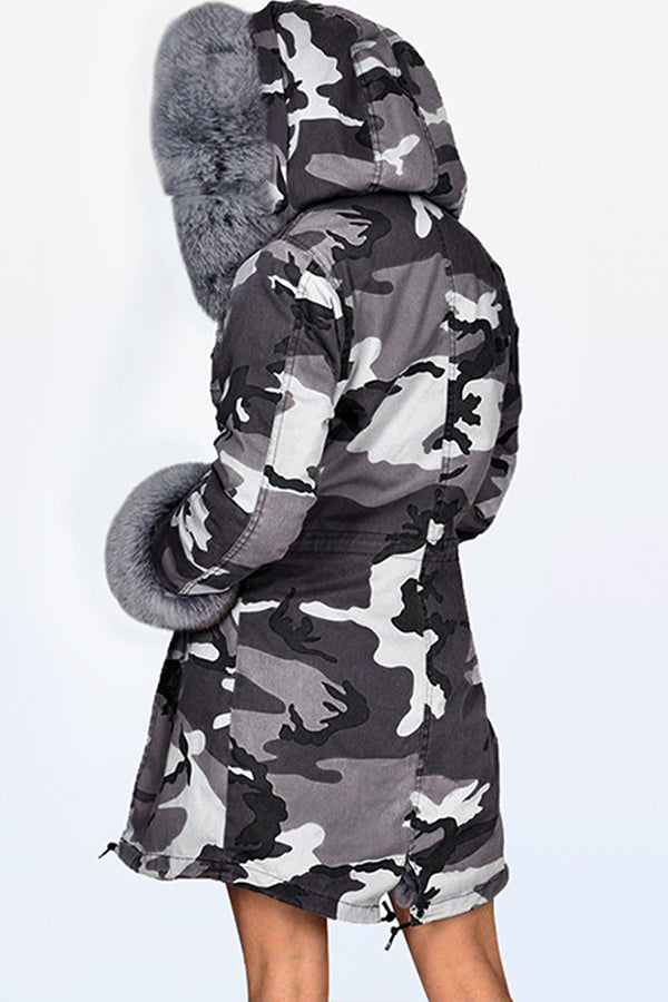 Fashion Casual Fur Collar Camouflage Hooded CoatChristmas Snowman Knitted Sweater