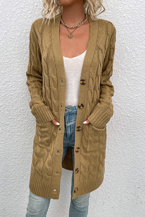 Cable Knitted Button Sweaters Cardigans