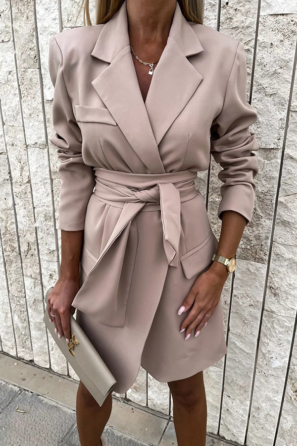 Loose Multicolor Suit Collar Dress