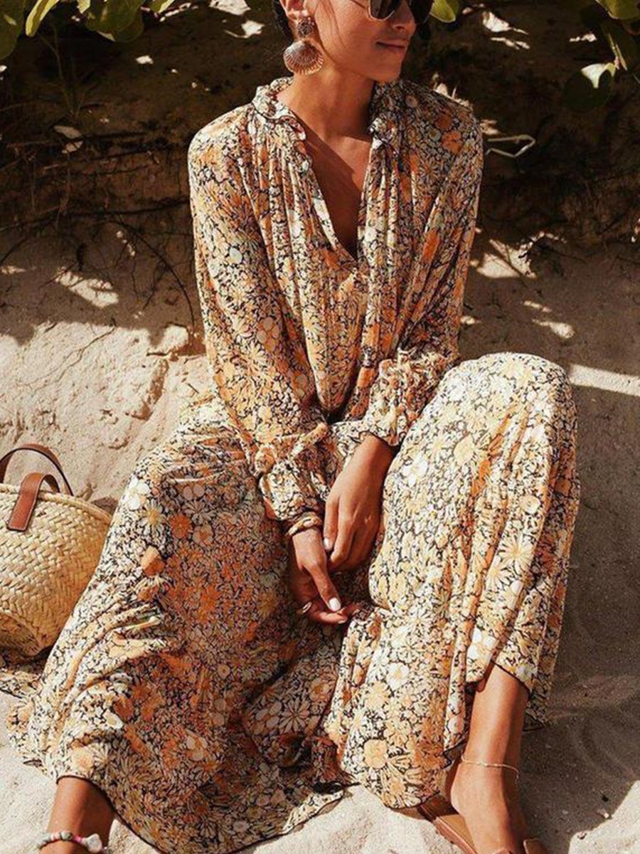 Toes in the Sand Floral Print Maxi Dress