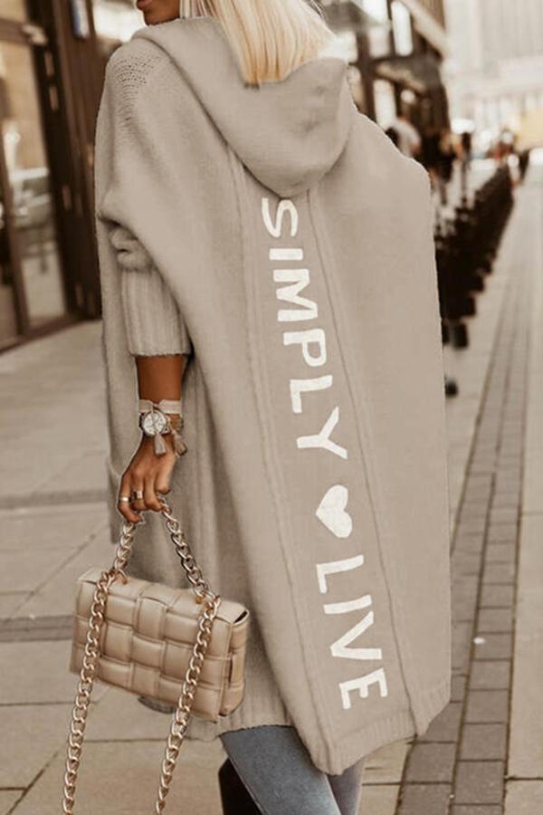 Print Hooded Casual Cardigan