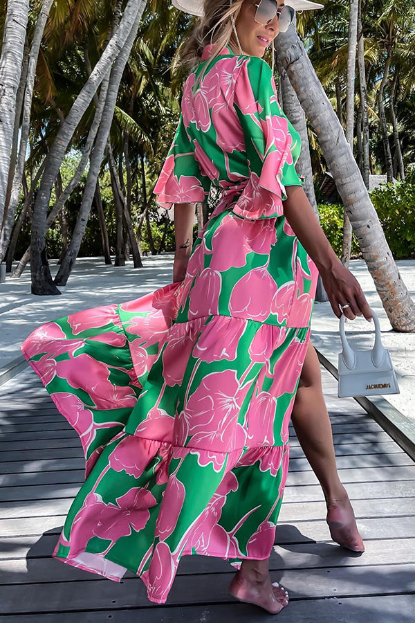 Printed Cute Casual Loose Middle Sleeve Beach Skirt