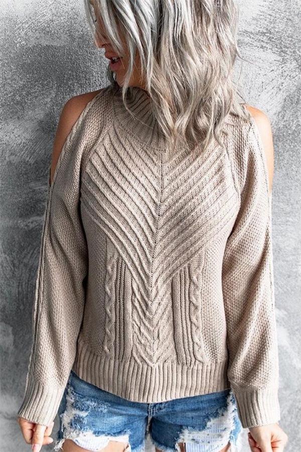 High-neck Off-the-shoulder Sweater