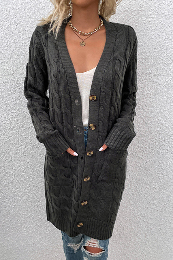 Cable Knitted Button Sweaters Cardigans