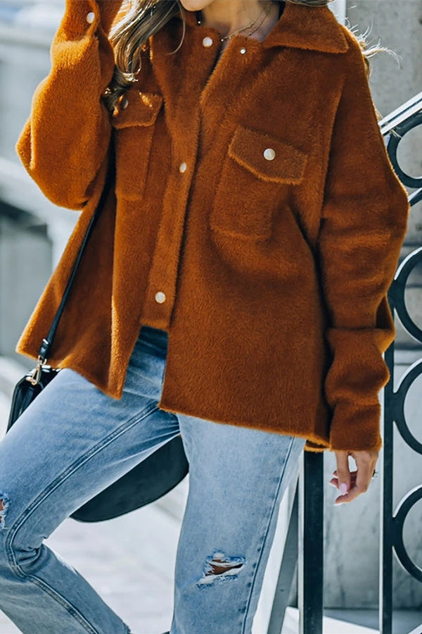 Solid Mink Flannel Single Breasted Jacket