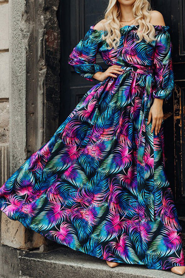 Women's Dresses One-Shoulder Strapless Print Maxi Dress