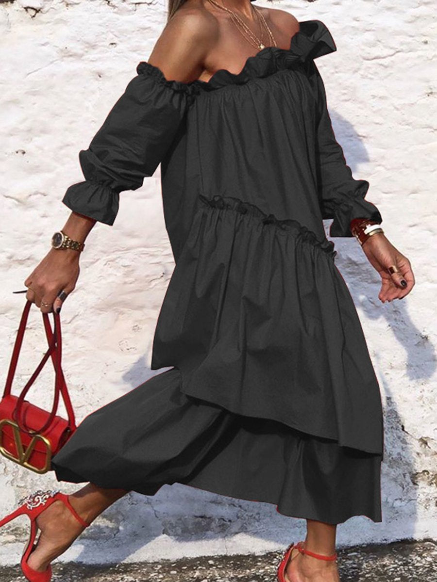 Irregular Off Shoulder Maxi Dress