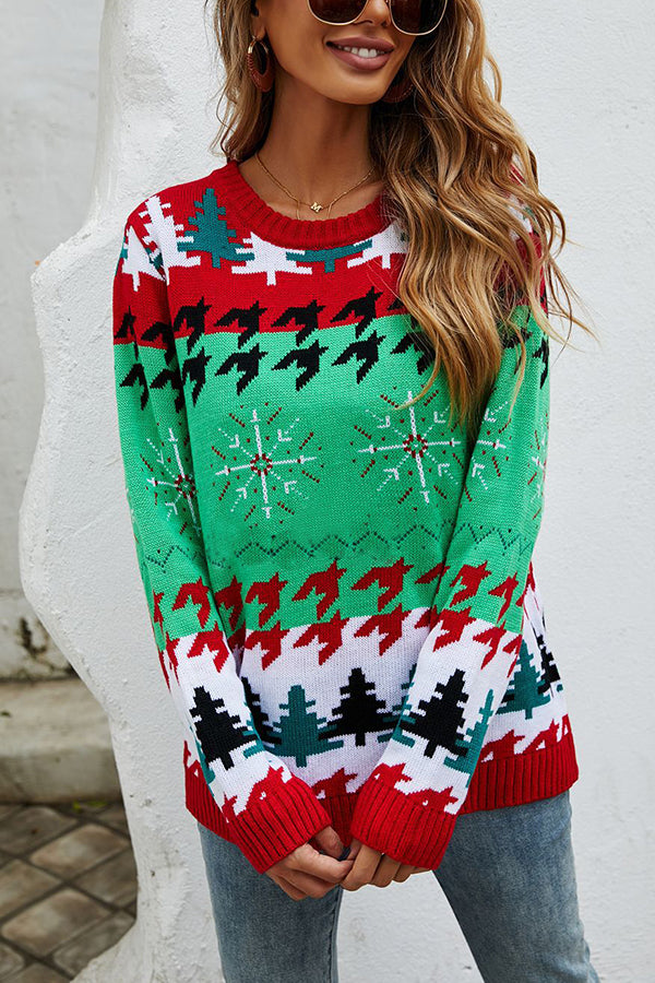 Christmas Round Neck Green Sweater