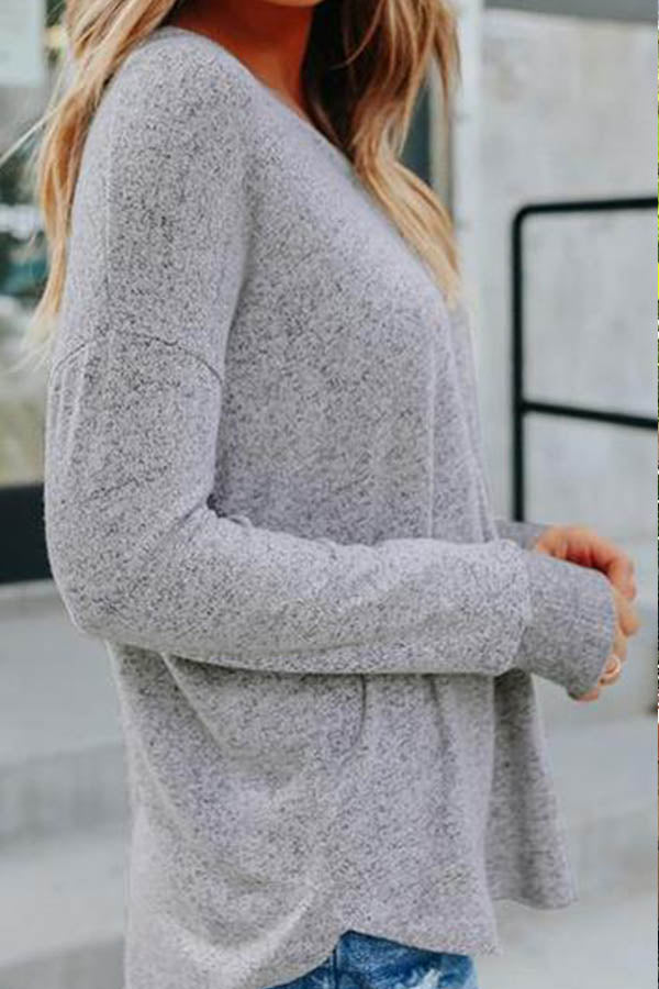 V-Neck Buttoned Knitted Henley Top