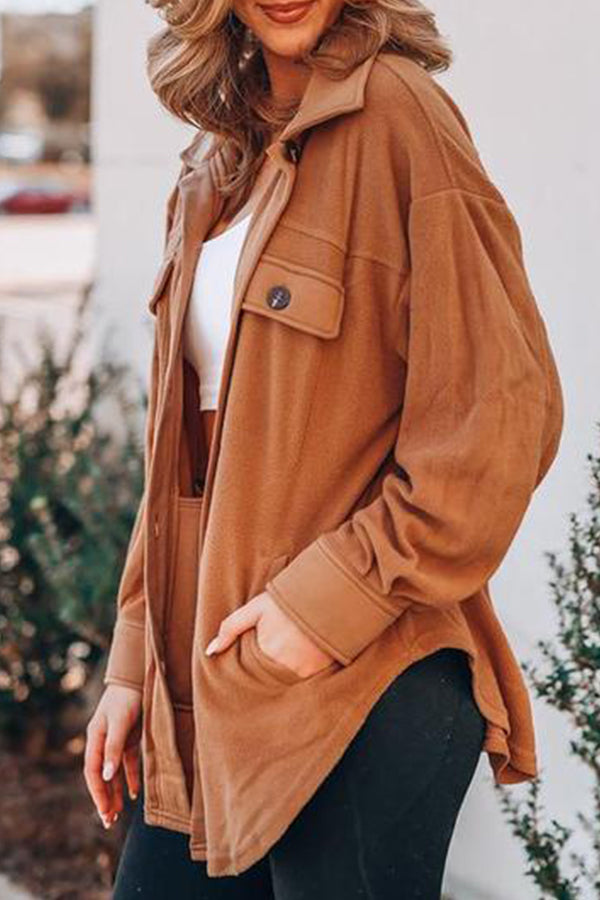 Solid Fleece Wool-Blend Oversize Coat