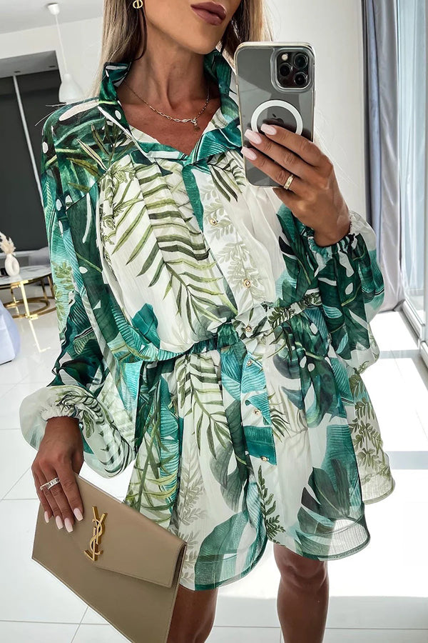 Dynamic Love Printed Puff Sleeve Mini Dress