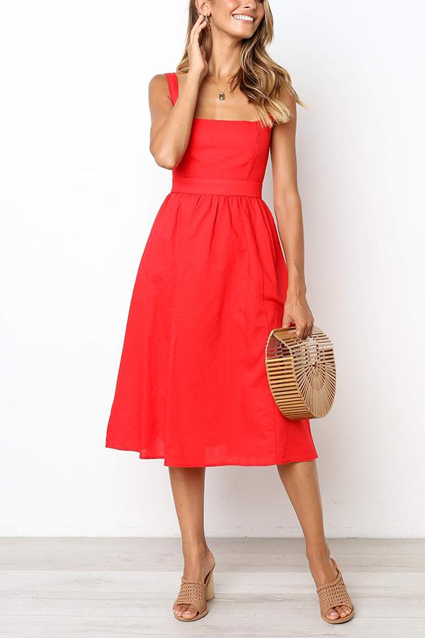 Solid Color Sleeveless Regular Dress
