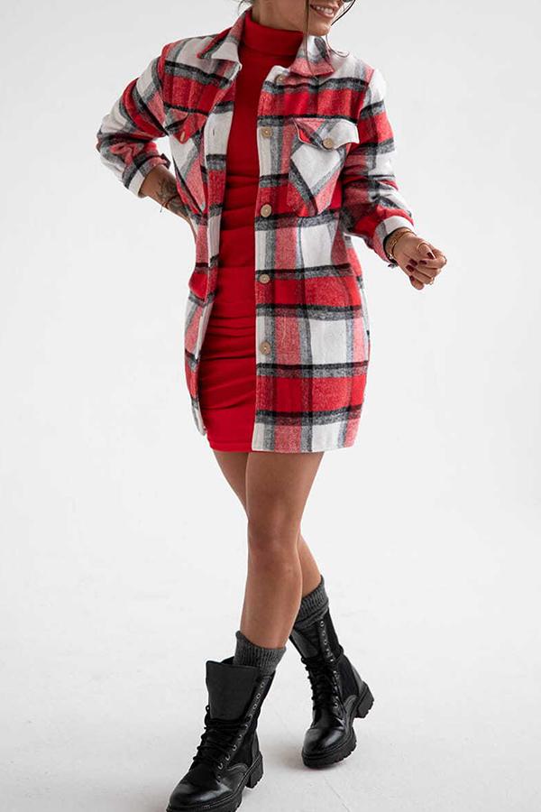 Classic Modern Check Color Stitching Shirt