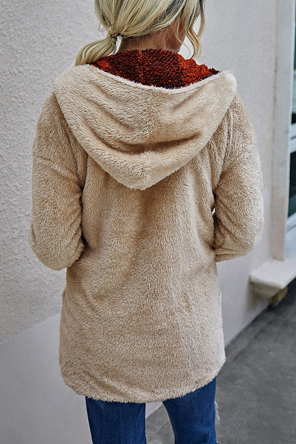 Checked Double-sided Plush Cardigan