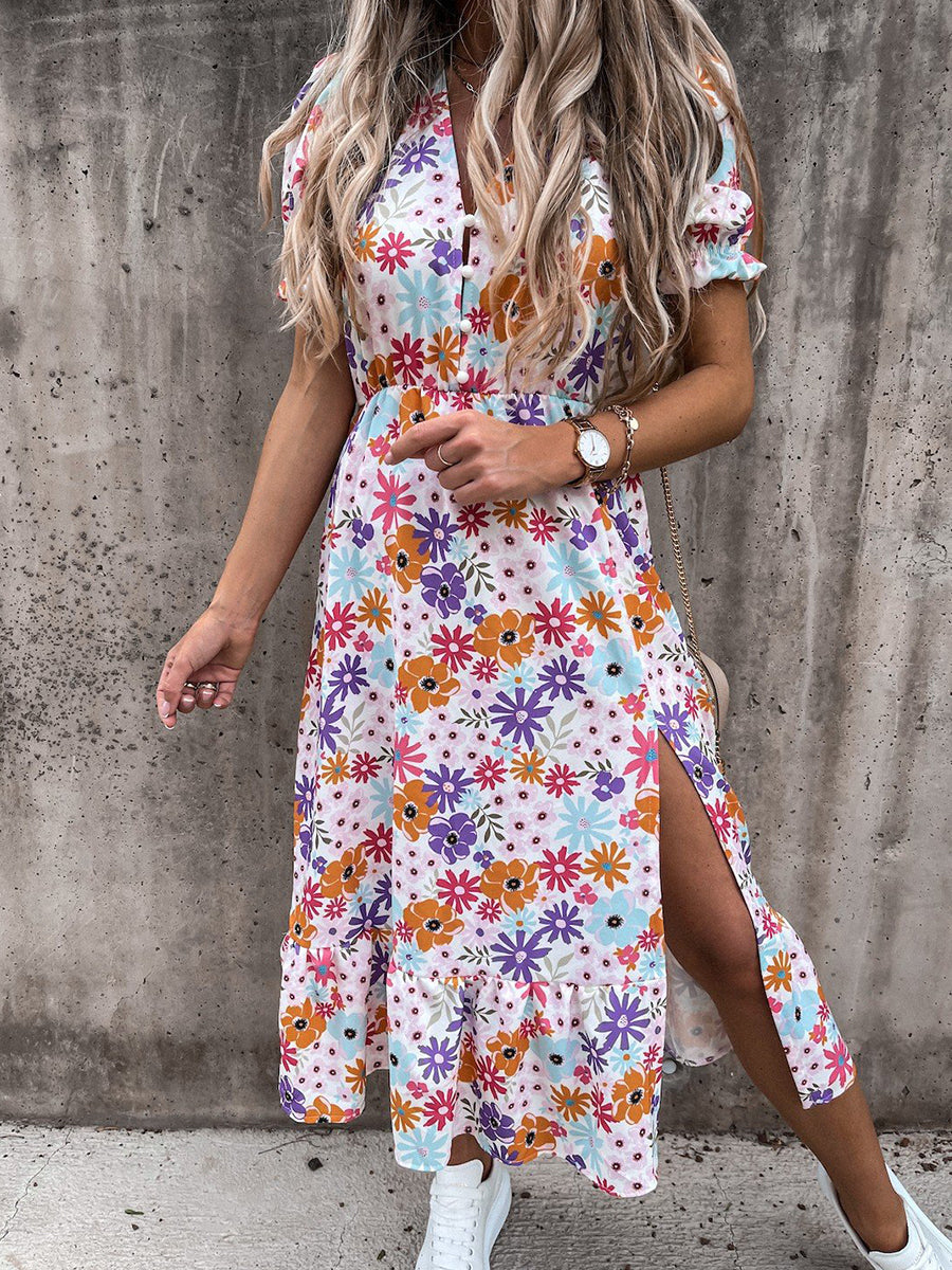 Casual Print Slim Maxi Dress