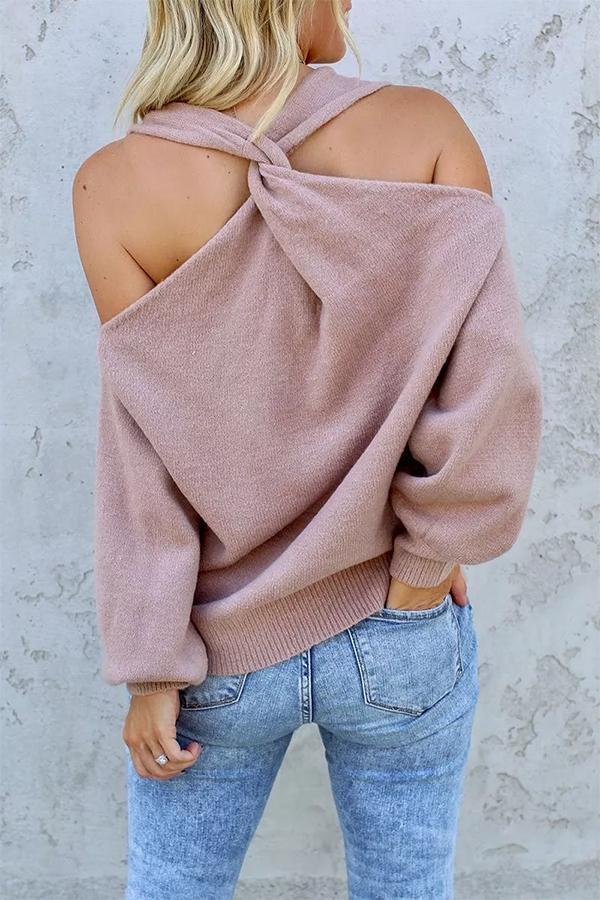 Off-the-shoulder Knitted Sweater