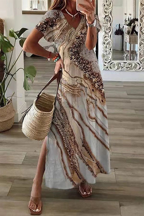 Loose Casual Printed Short Sleeve Dress