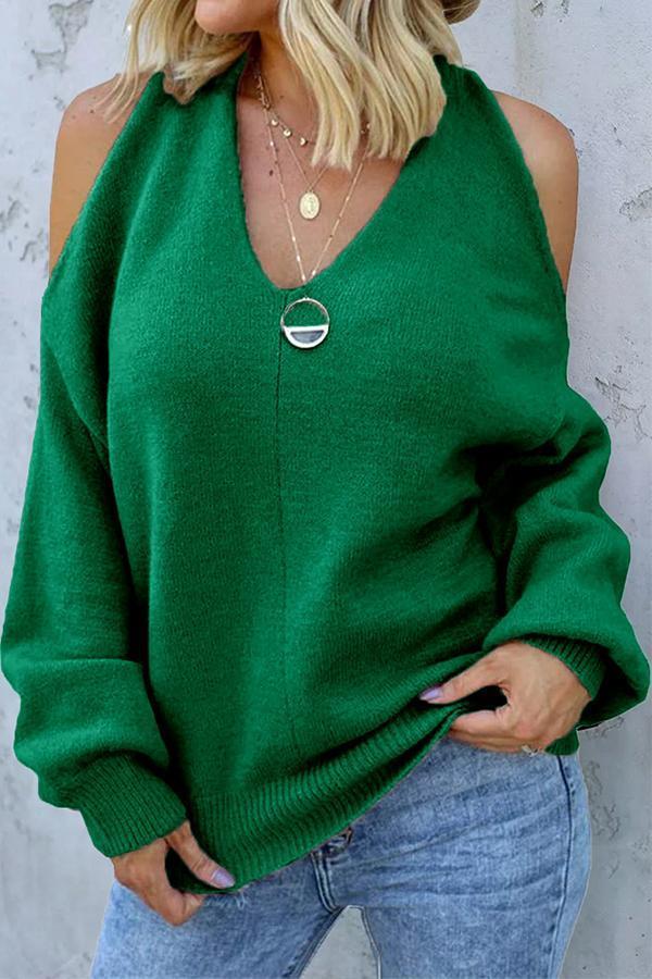 Off-the-shoulder Knitted Sweater