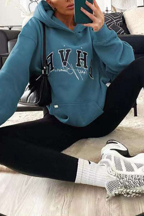 Vintage BHVR Printed Loose Long Sleeve Sweatshirt