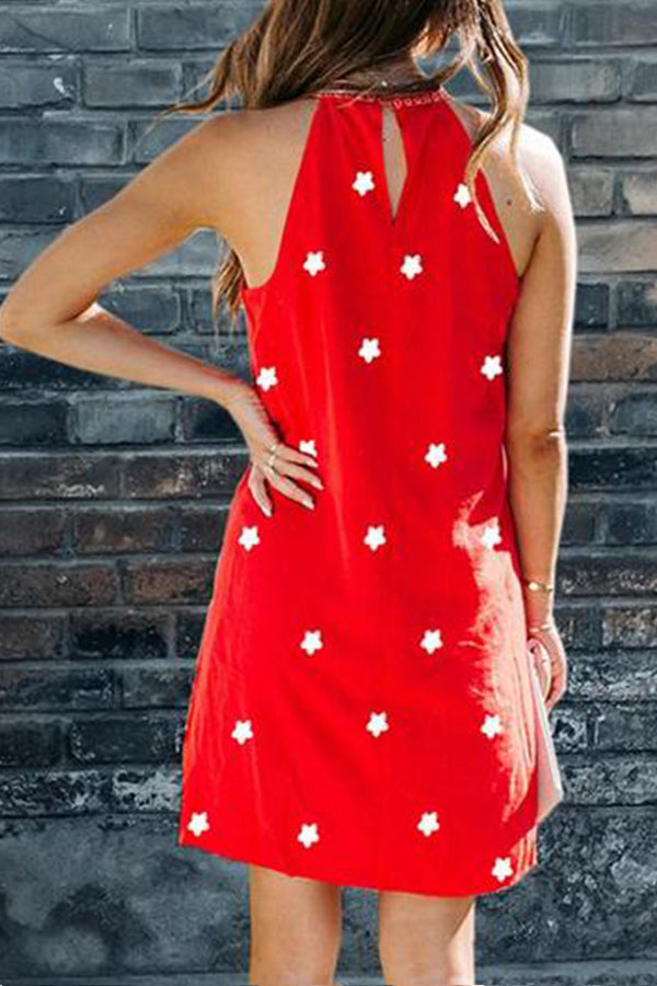 Fashion Halter Neck Print Mini Dress