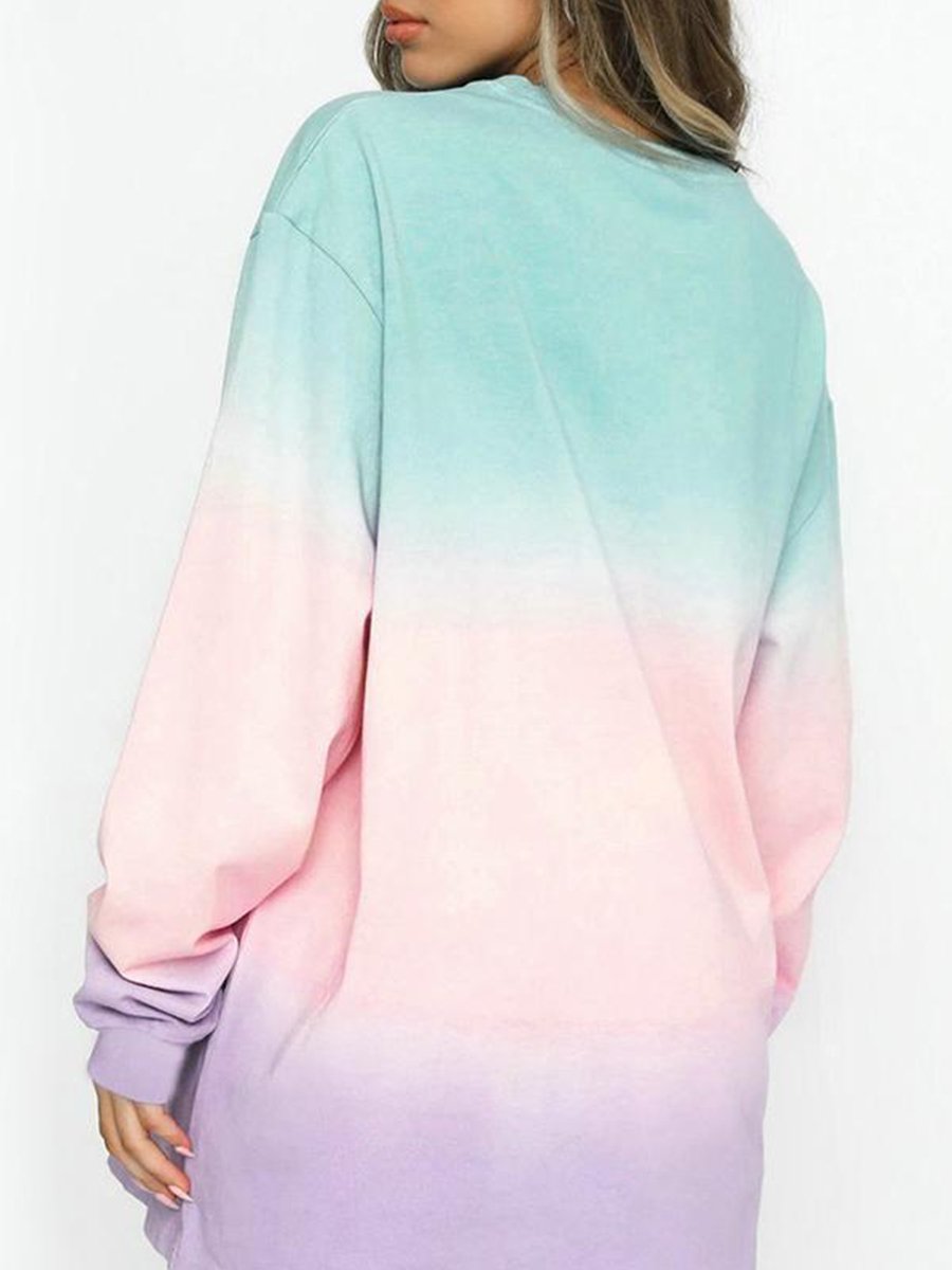 Casual Gradient Round Neck Dress