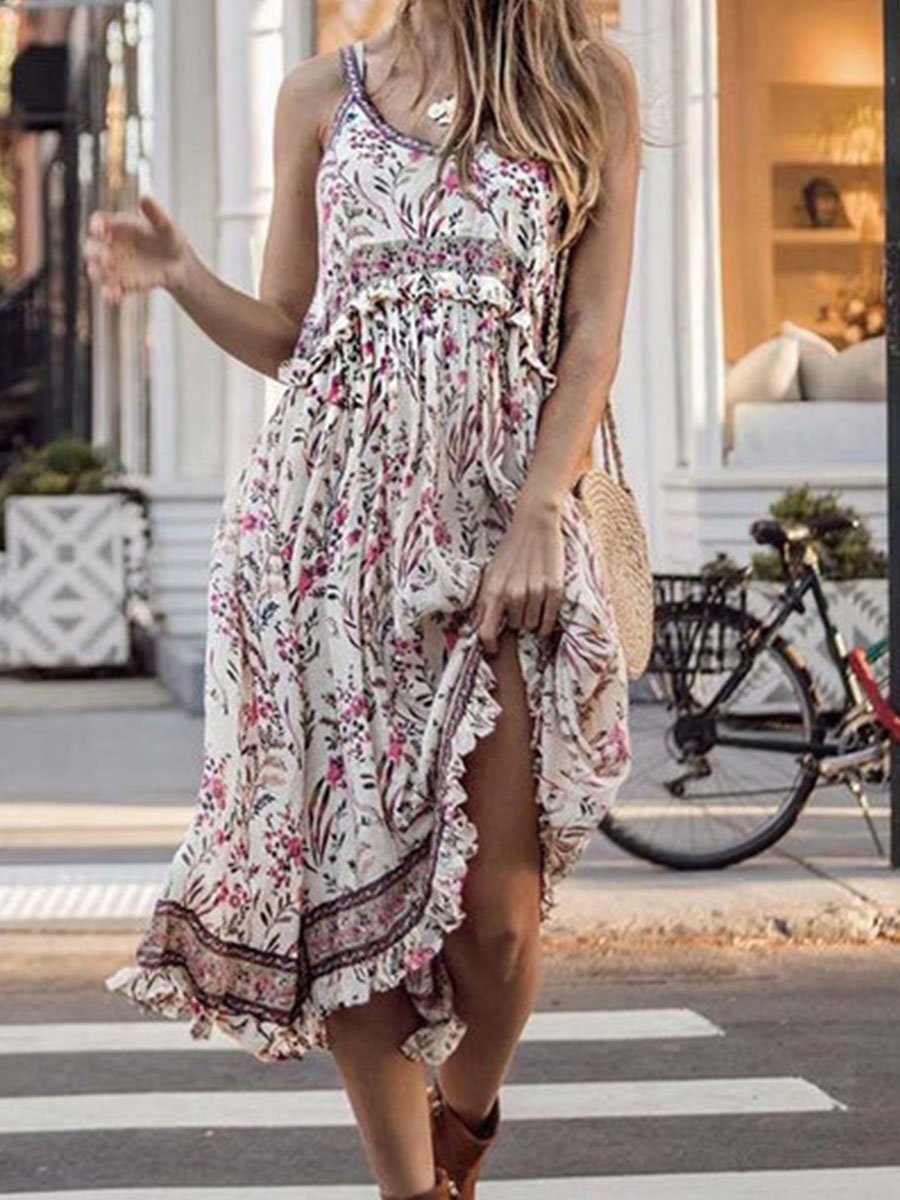 Temperament Print Retro Multicolor Dress