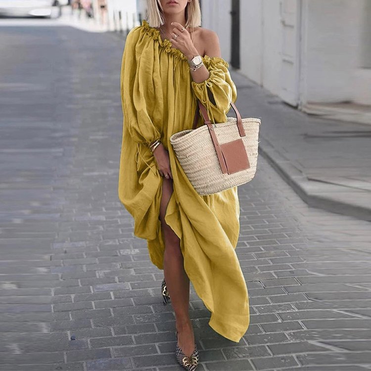 Casual Plus Size Solid Color Strapless Dress