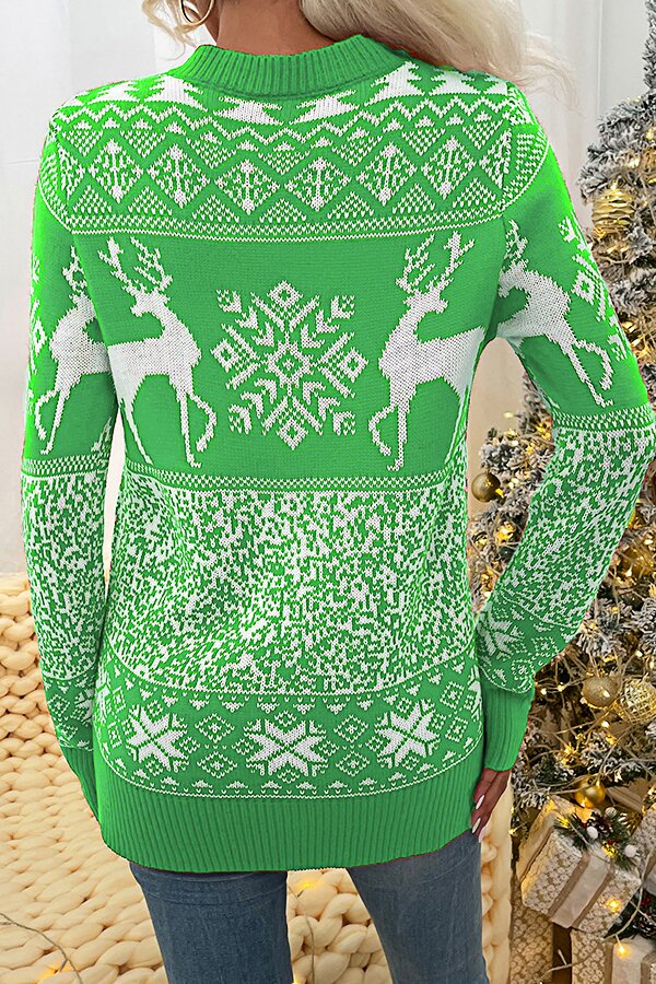 Christmas Knit Round Neck Elk Sweater