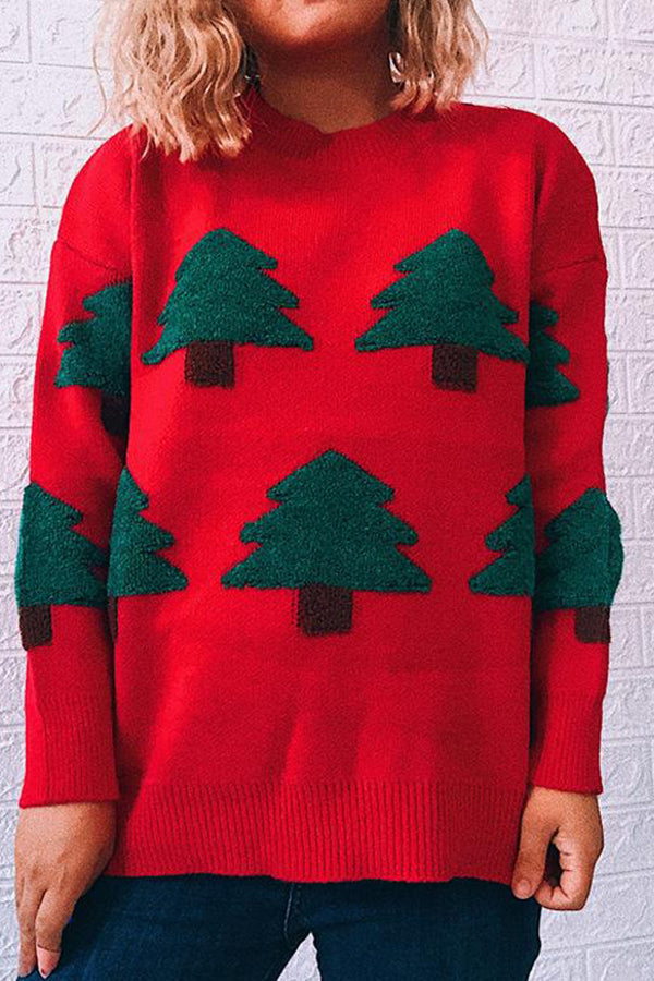 Christmas Round Neck Long Sleeve Christmas Tree Sweater