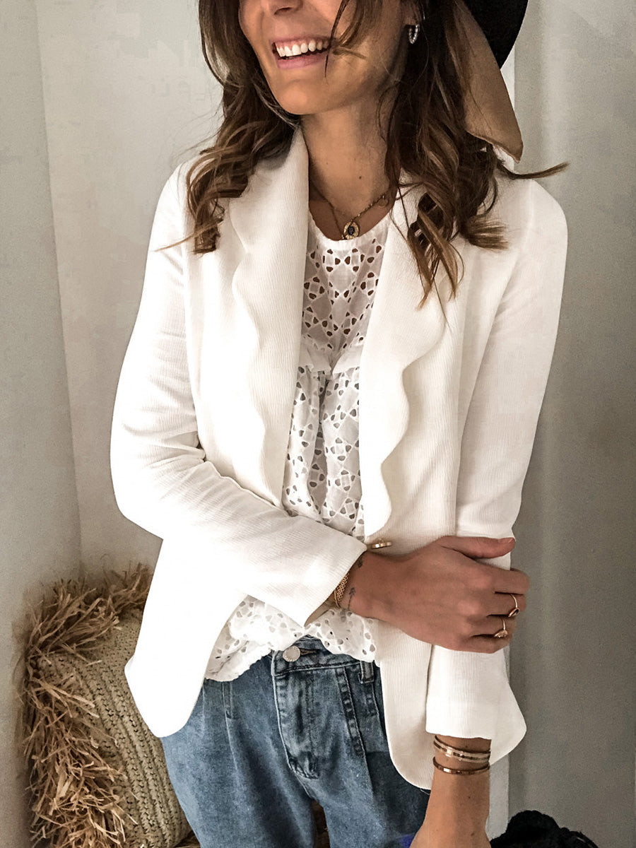 Solid Color Ruffled Suit
