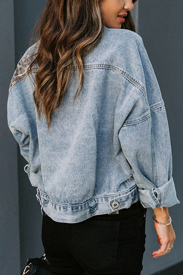 Leopard-Print Denim Jacket