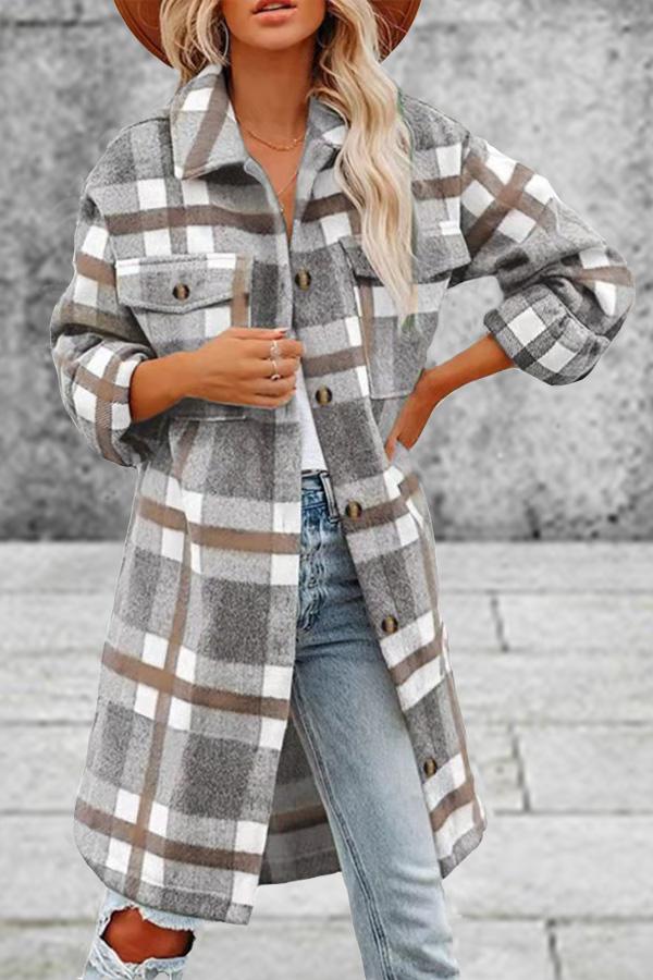 Long Brinkley Plaid Pocketed Jacket